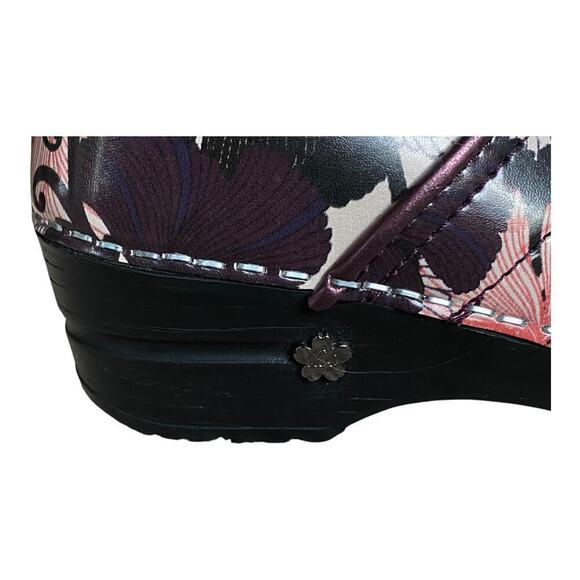 Sanita Patent Leather Clogs EU 35, US 4 Floral Purple White Black Slip On - Picture 4 of 16